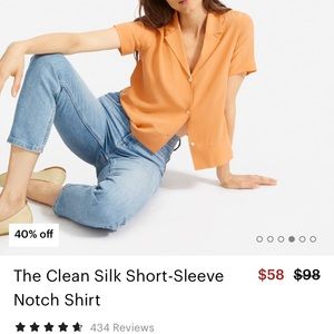 Everlane Clean Silk Notch Shirt in Apricot Tan